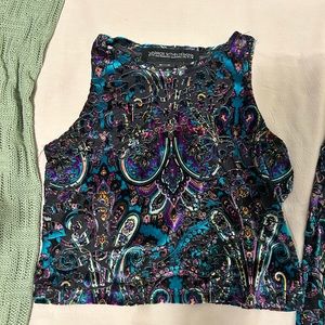 Warrior Within Designs Paisley Velvet Crop Top Size Small - worn once